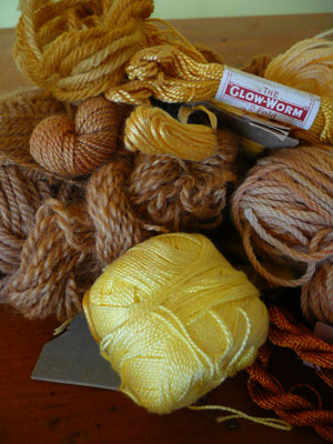my collection of yellow.  a mixture of eucalypt dyed and grandmas left overs.